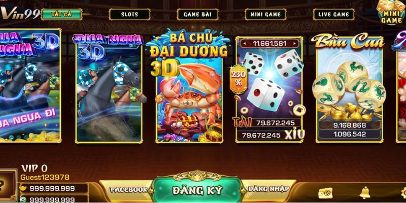 Cổng game VIN99 đầu tư thiết kế giao diện ấn tượng, bắt mắt
